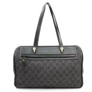 Auth Gucci Gg Hand Bag Black Canvas #11415G14
